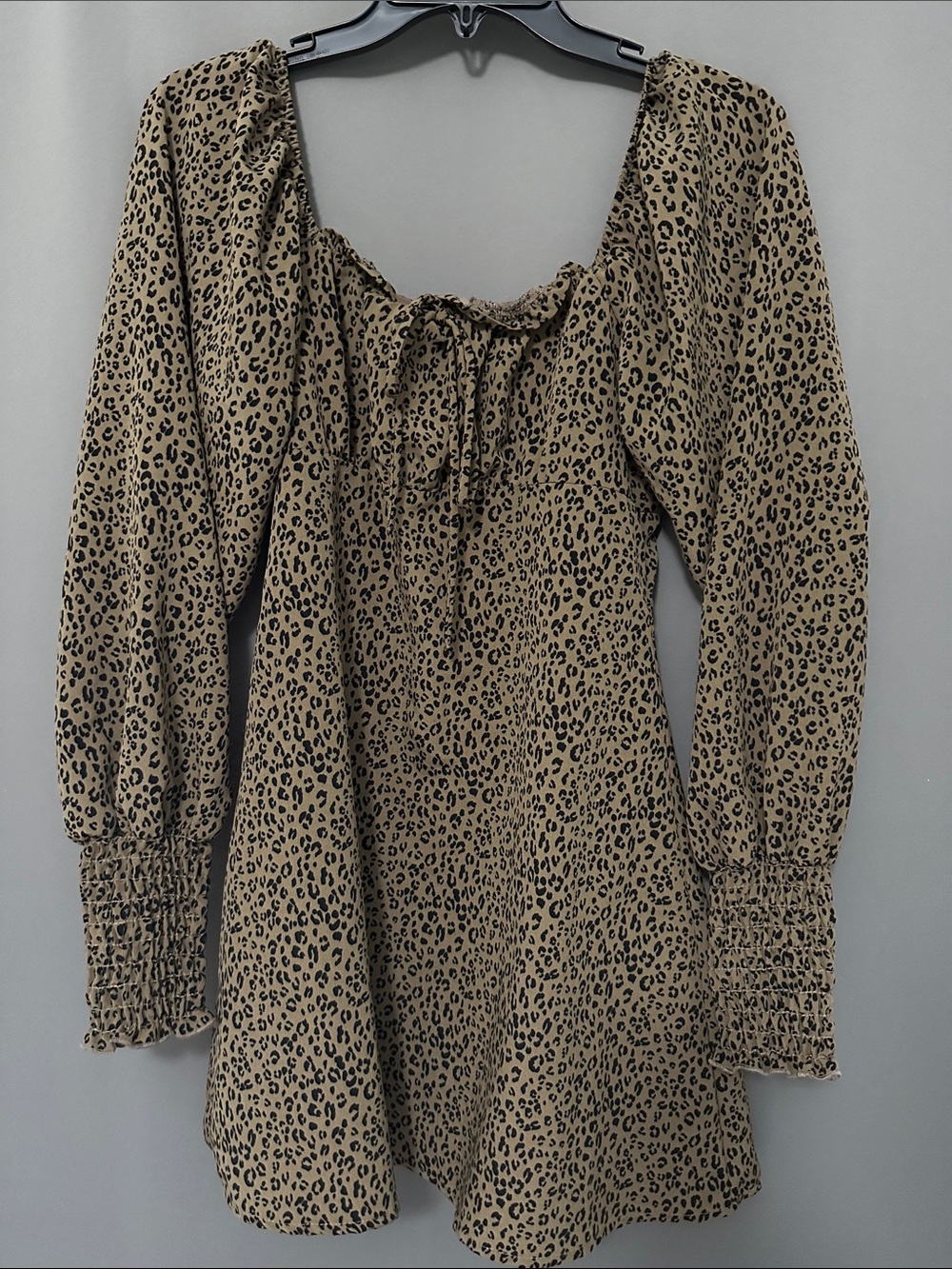 Altar'd State Tan & Black Leopard Print Peasant Tunic